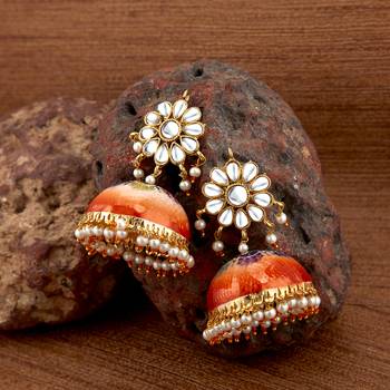 Orange pearl earrings 1