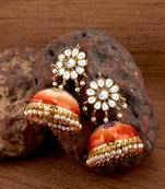 Orange pearl earrings