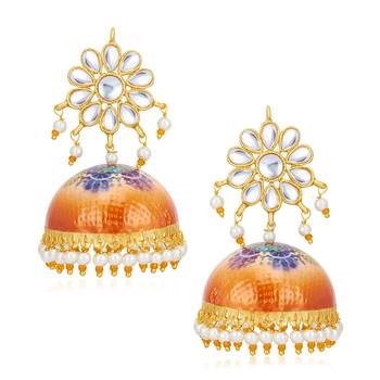 Orange pearl earrings 2