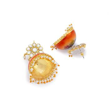 Orange pearl earrings 3