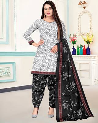 White printed cotton salwar 1