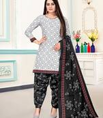 White printed cotton salwar