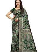 Green woven art silk saree with blouse