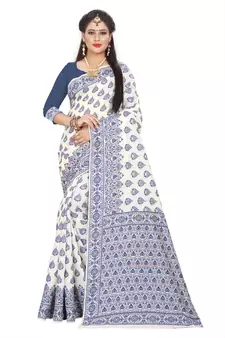 Royal blue woven art silk saree with blouse