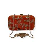 Shoptory India Embroidered Casual Ethnic Sling Bag For Women's Clutch Handpurse Orange