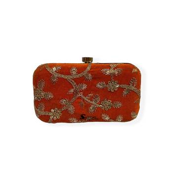 Shoptory India Embroidered Casual Ethnic Sling Bag For Women's Clutch Handpurse Orange 3