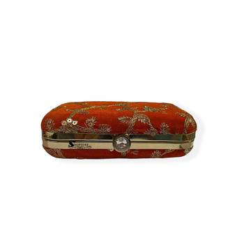 Shoptory India Embroidered Casual Ethnic Sling Bag For Women's Clutch Handpurse Orange 5