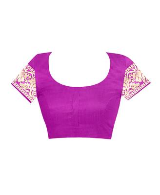 Pink woven art silk saree with blouse 4