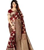 Maroon woven art silk saree with blouse