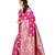 Pink woven art silk saree with blouse