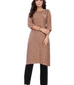 Brown printed rayon ethnic-kurtis