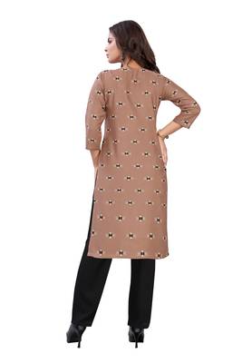 Brown printed rayon ethnic-kurtis 2