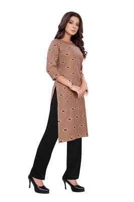 Brown printed rayon ethnic-kurtis 4