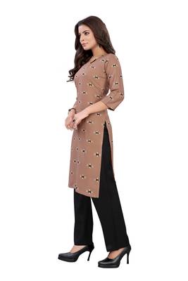 Brown printed rayon ethnic-kurtis 5