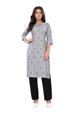 Grey printed rayon ethnic-kurtis 1