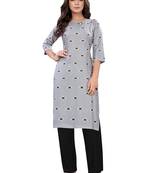 Grey printed rayon ethnic-kurtis