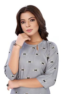 Grey printed rayon ethnic-kurtis 3