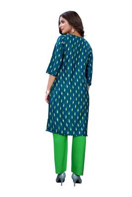 Teal printed rayon ethnic-kurtis 2