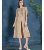 Beige colour Tusser Silk  Womens Kurta