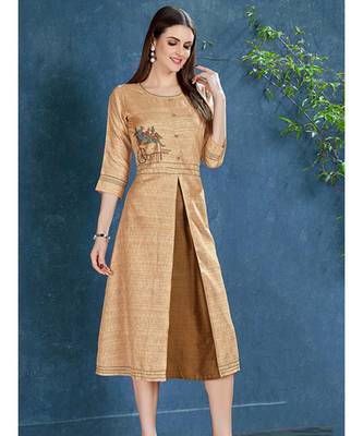 Brown colour Tusser Kurti 1