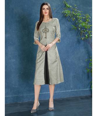 Green colour Tusser kurti 1