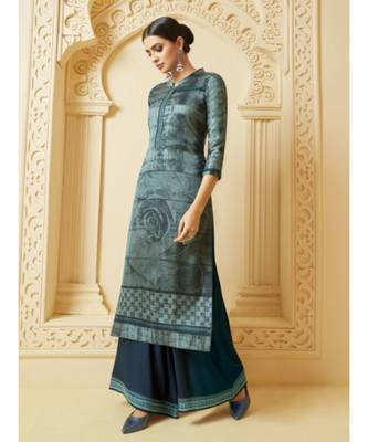 Blue Digital Print kurti with Palazzo 1