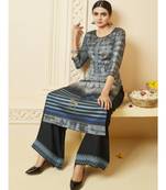 Grey Digital Print  Kurta with Palazzo