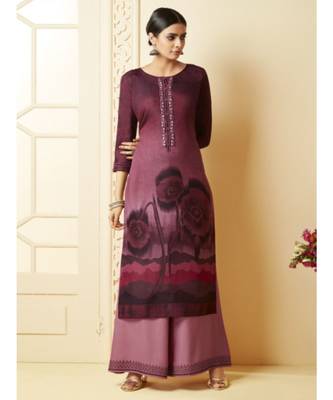 Purple Digital Print Kurta with Palazzo 1