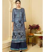 Blue Digital Print kurti with Palazzo