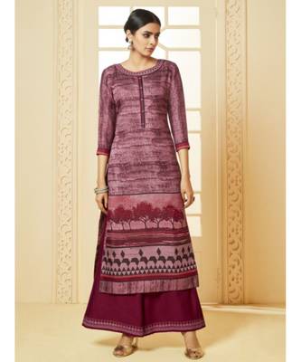 Purple Digital Print Kurta with Palazzo 1