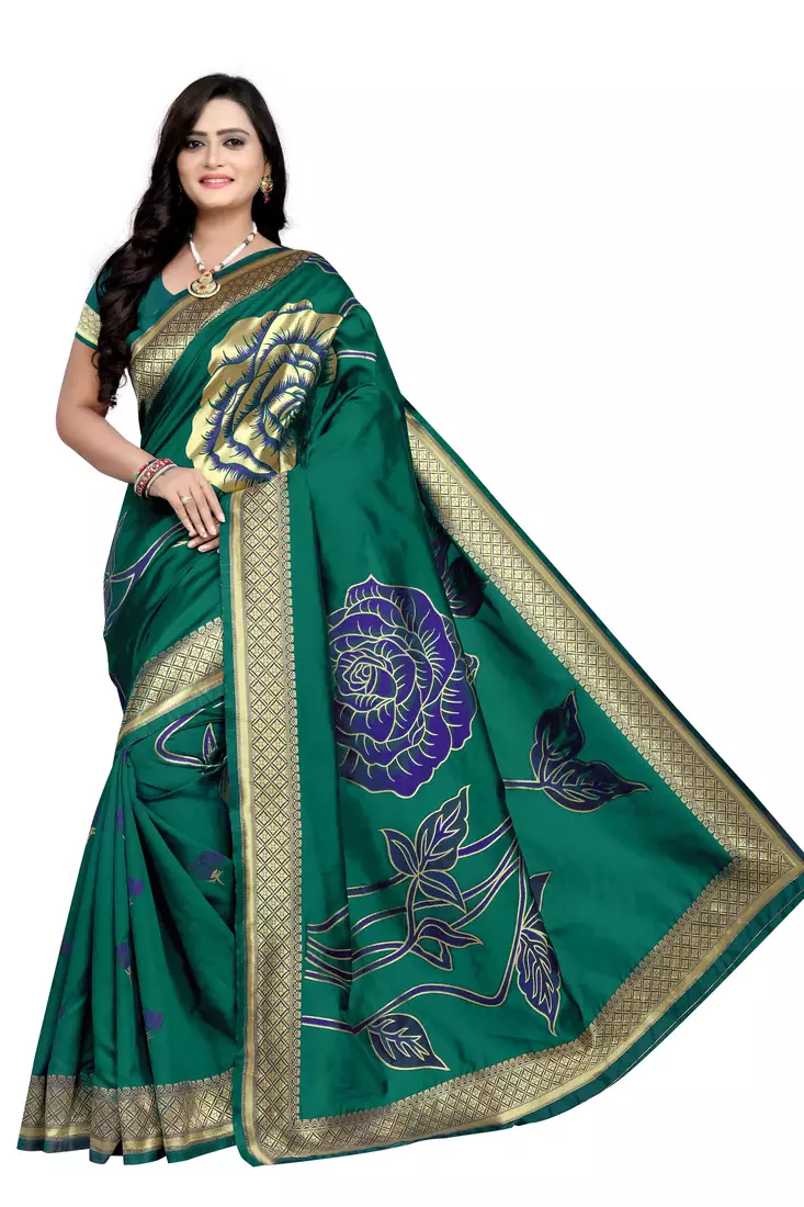 Green Zari Woven Banarasi Silk Saree With Blouse