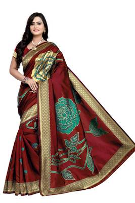 Maroon Zari Woven Banarasi Silk Saree With Blouse 1