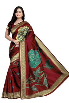 Maroon Zari Woven Banarasi Silk Saree With Blouse