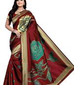 Maroon Zari Woven Banarasi Silk Saree With Blouse