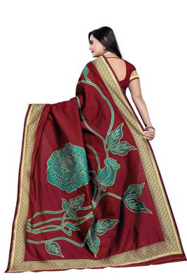 Maroon Zari Woven Banarasi Silk Saree With Blouse 3