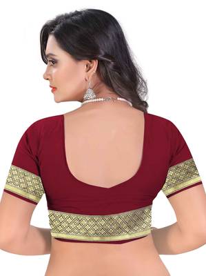 Maroon Zari Woven Banarasi Silk Saree With Blouse 4