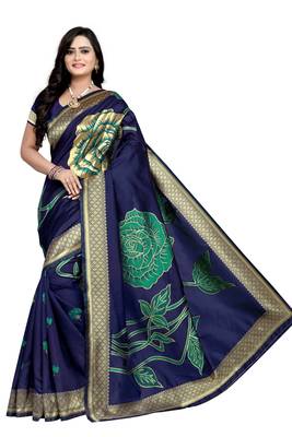 Blue Zari Woven Banarasi Silk Saree With Blouse 1