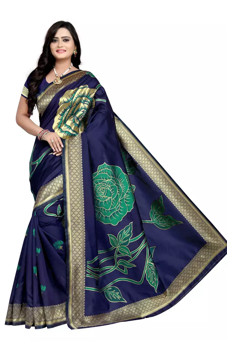 Blue Zari Woven Banarasi Silk Saree With Blouse