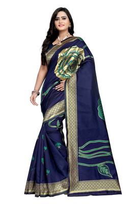 Blue Zari Woven Banarasi Silk Saree With Blouse 2