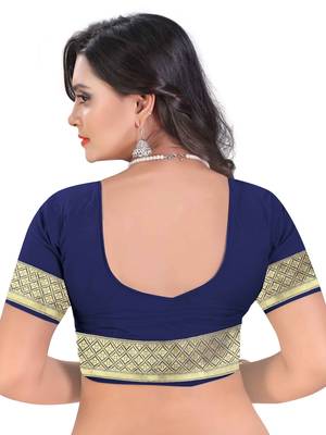 Blue Zari Woven Banarasi Silk Saree With Blouse 4