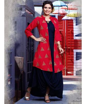 Blue Gown with Red Jacket 2