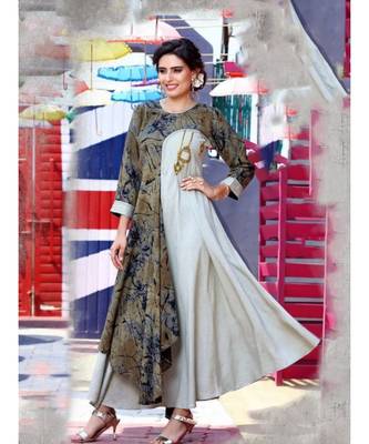 Grey Rayon Long Kurti 1