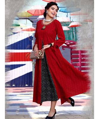 Red Designer Long Kurti 1
