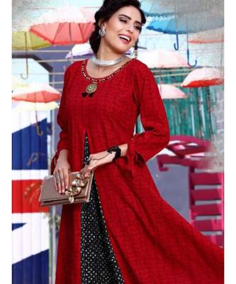 Red Designer Long Kurti 2