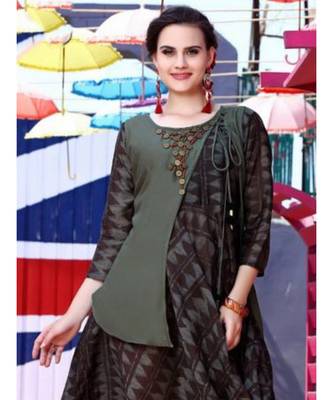 Grey and Brown Designer Long Kurti 2