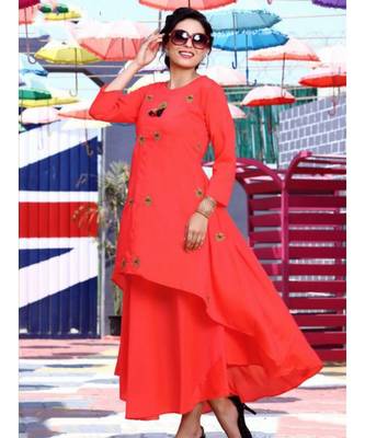 Red Designer Long Kurti 1