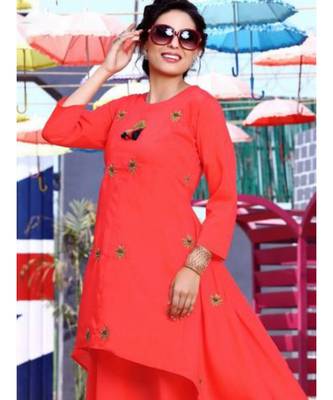 Red Designer Long Kurti 2