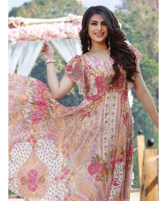 Pink Chiffon Floral Print Kurti 2