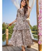 Beige Chiffon Long Kurti