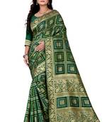 Green Zari Woven Banarasi Silk Bandhani Saree With Blouse